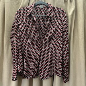 Ann Taylor Red and Black Blouse